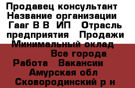 Продавец-консультант › Название организации ­ Гааг В.В, ИП › Отрасль предприятия ­ Продажи › Минимальный оклад ­ 15 000 - Все города Работа » Вакансии   . Амурская обл.,Сковородинский р-н